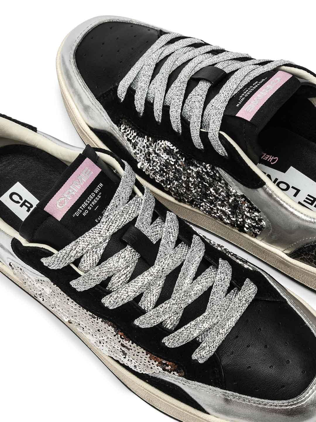 Crime Chelsea sneakers nero con paillettes