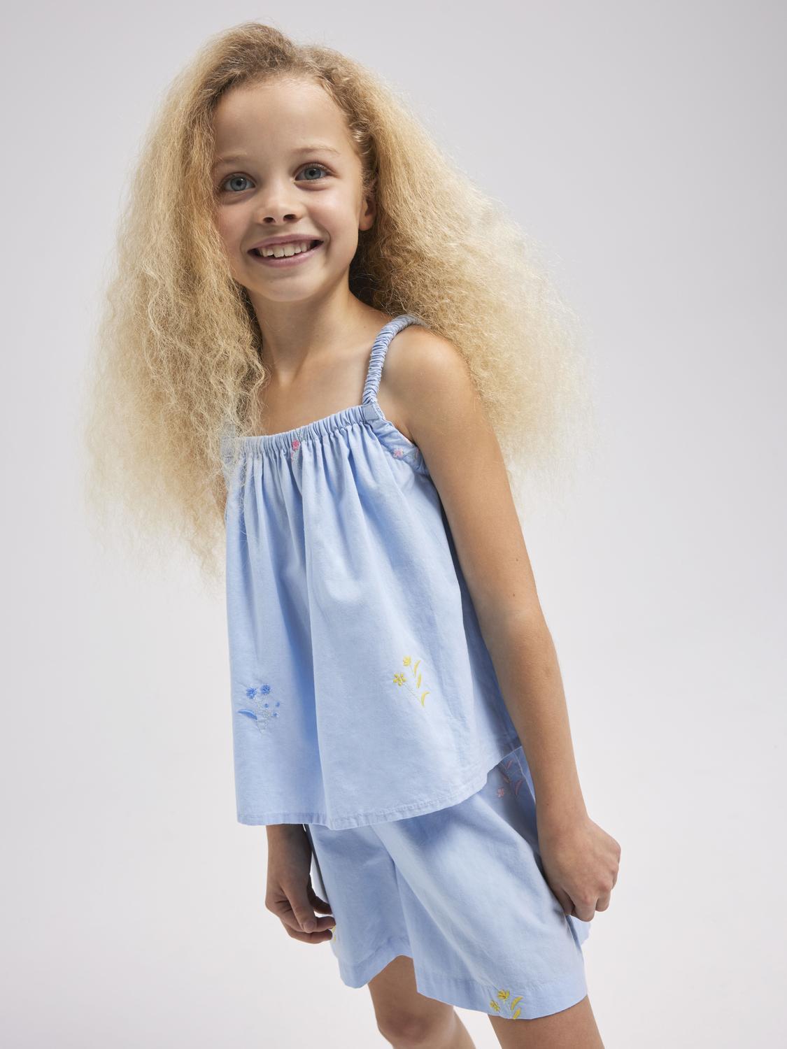 Name It top kids celeste con ricami fiori