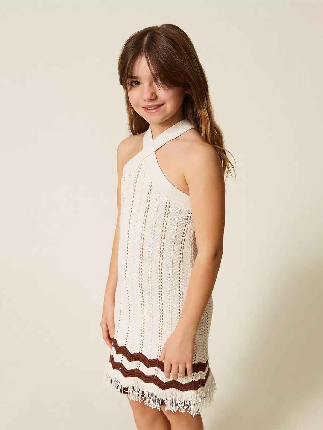 Twinset abito kids panna in maglia
