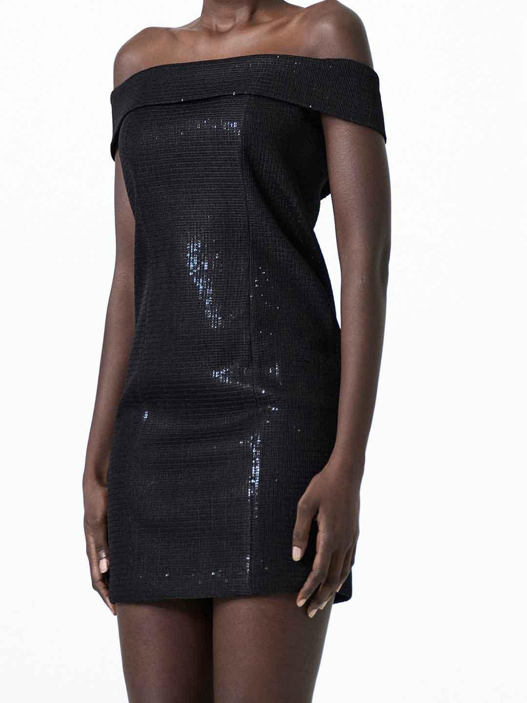 Eleh abito nero con paillettes
