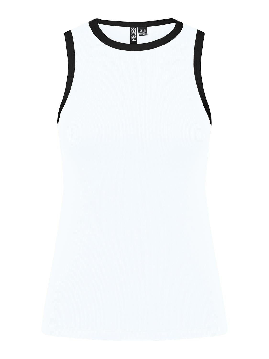 Pieces canotta bianco con orli nero