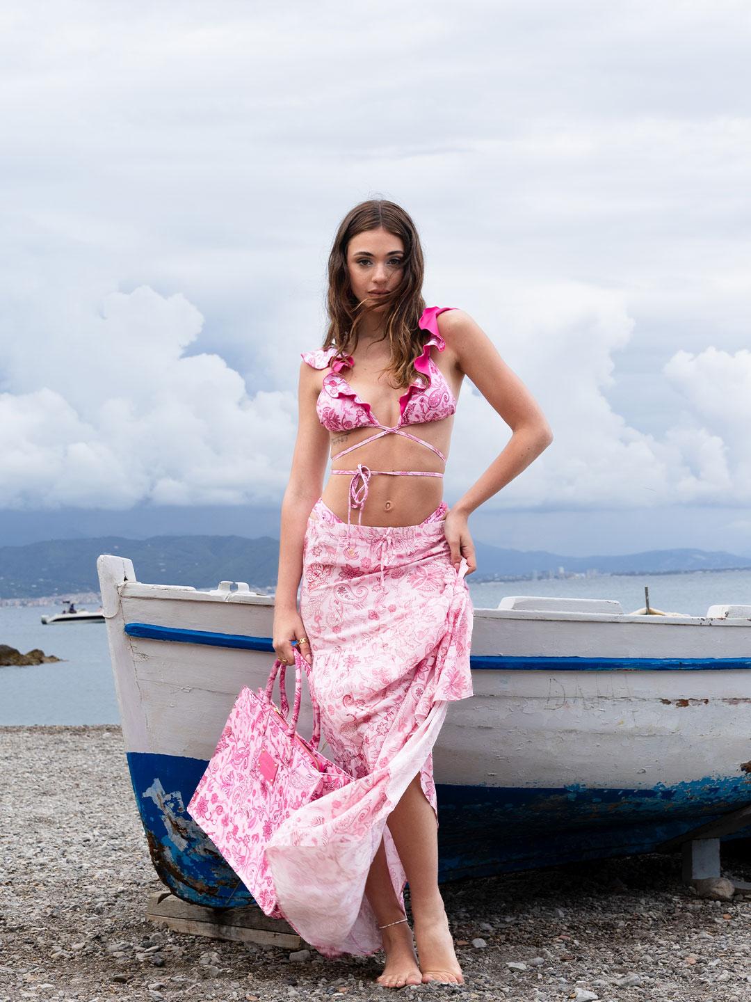 4Giveness Antibes gonna lunga rosa a bandana