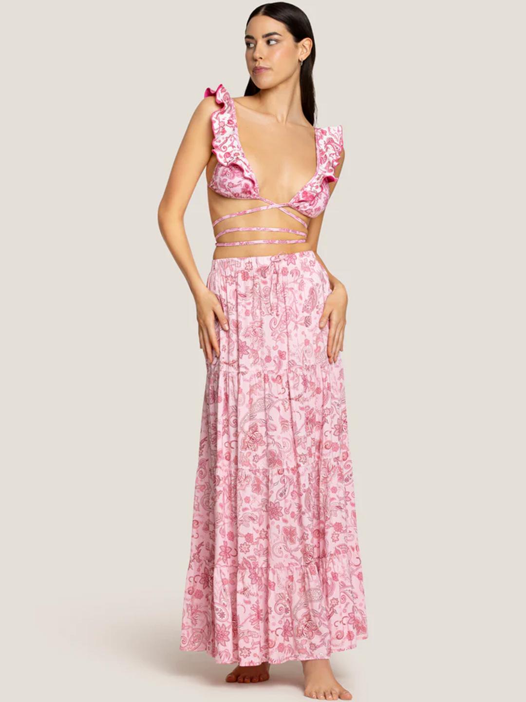 4Giveness Antibes gonna lunga rosa a bandana