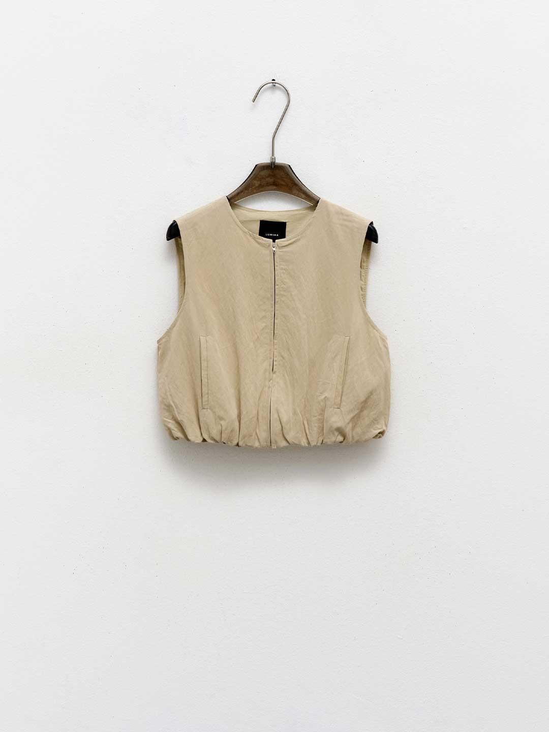 Lumina gilet beige crop con zip