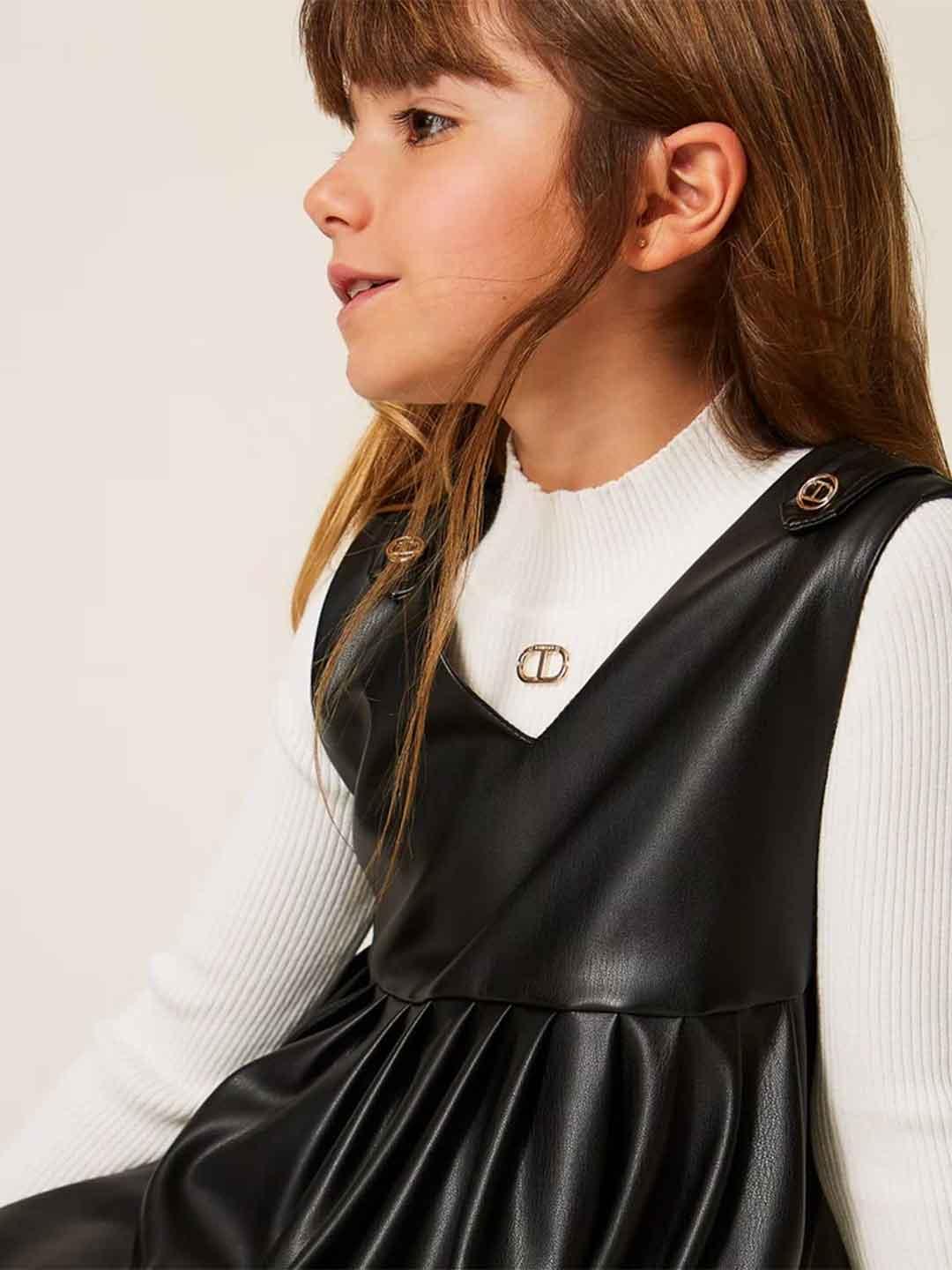 Twinset abito kids nero in pelle