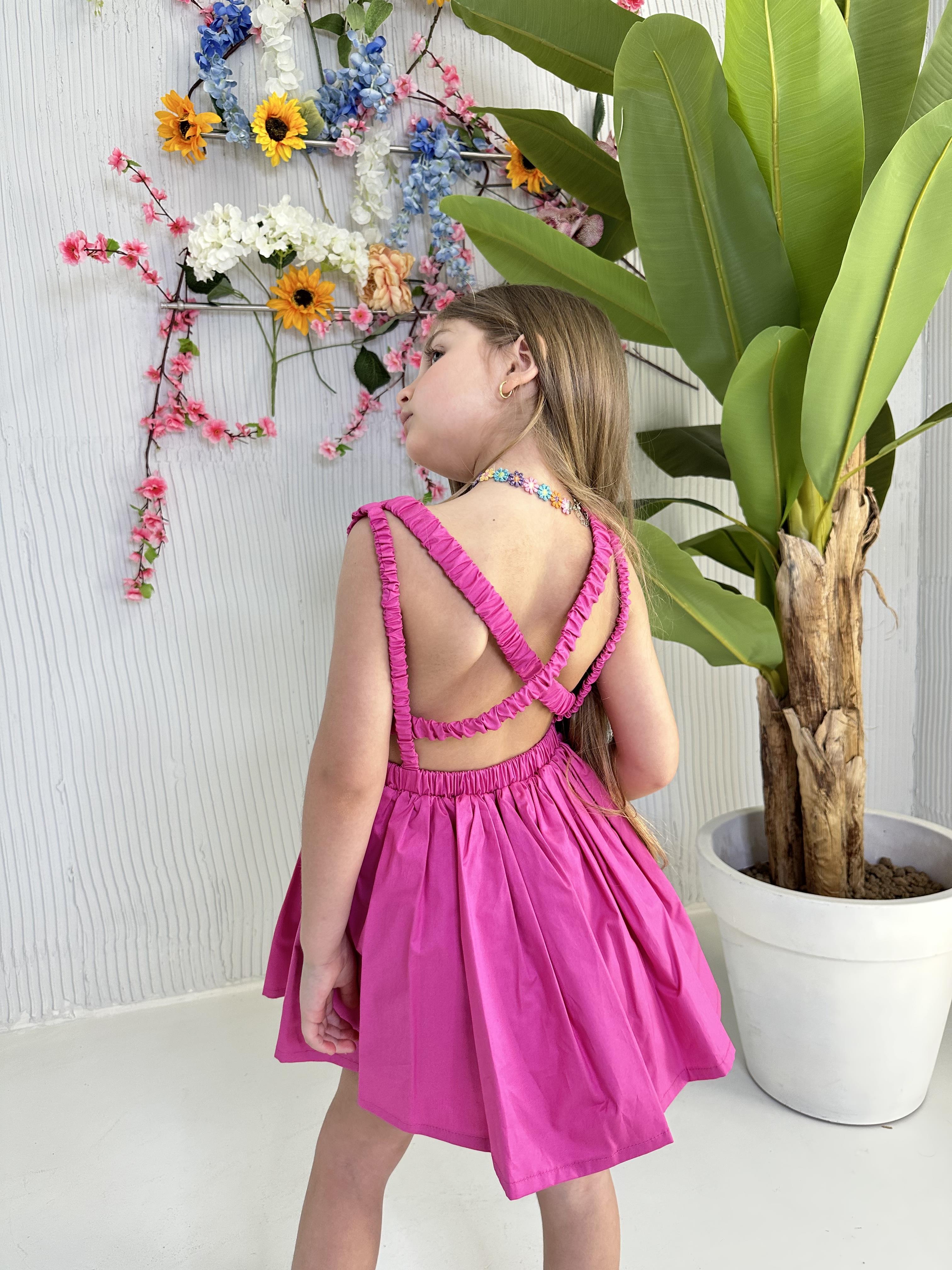 Vicolo abito kids fucsia incrocio sul retro