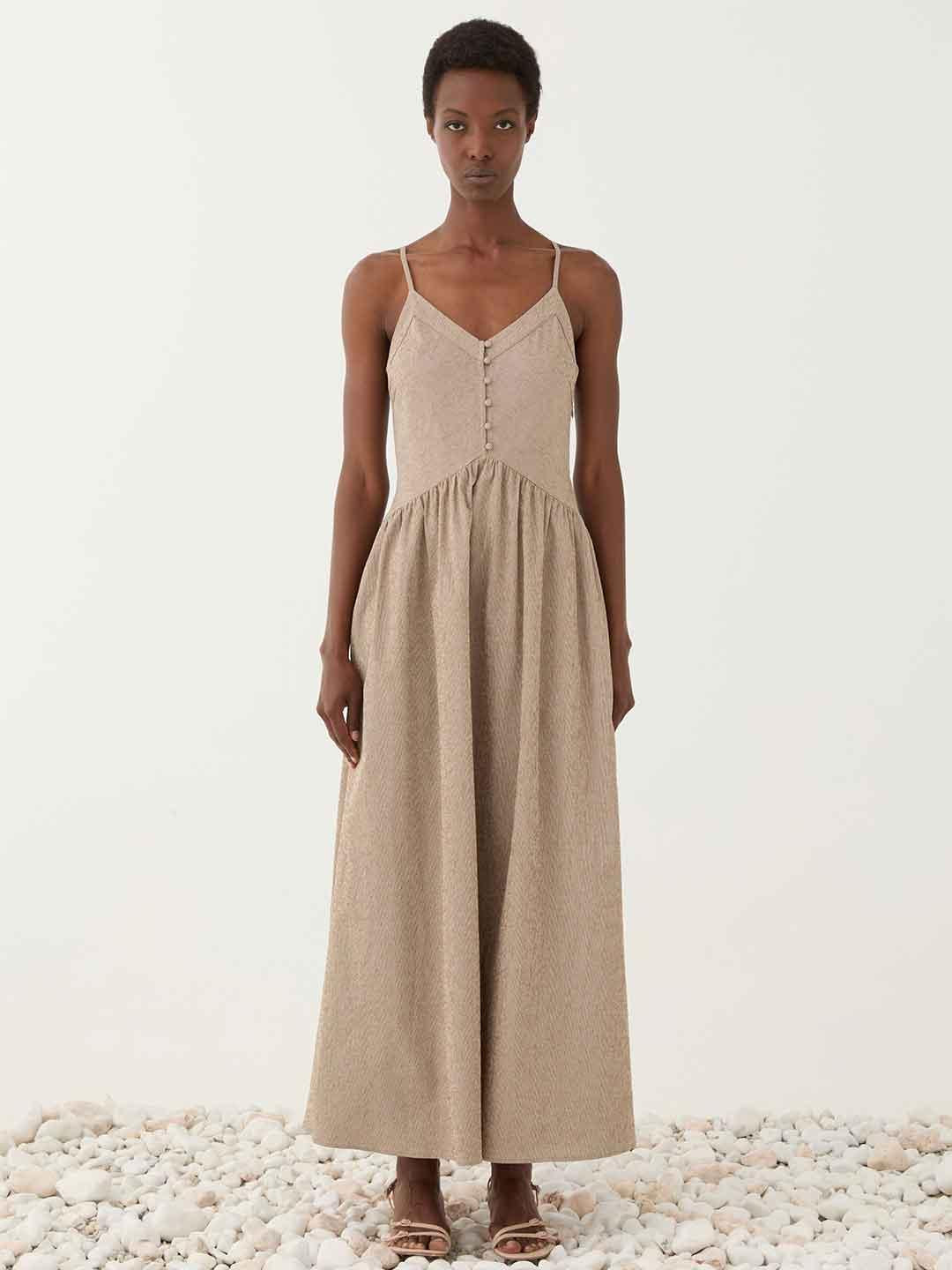 Eleh abito marrone a righe