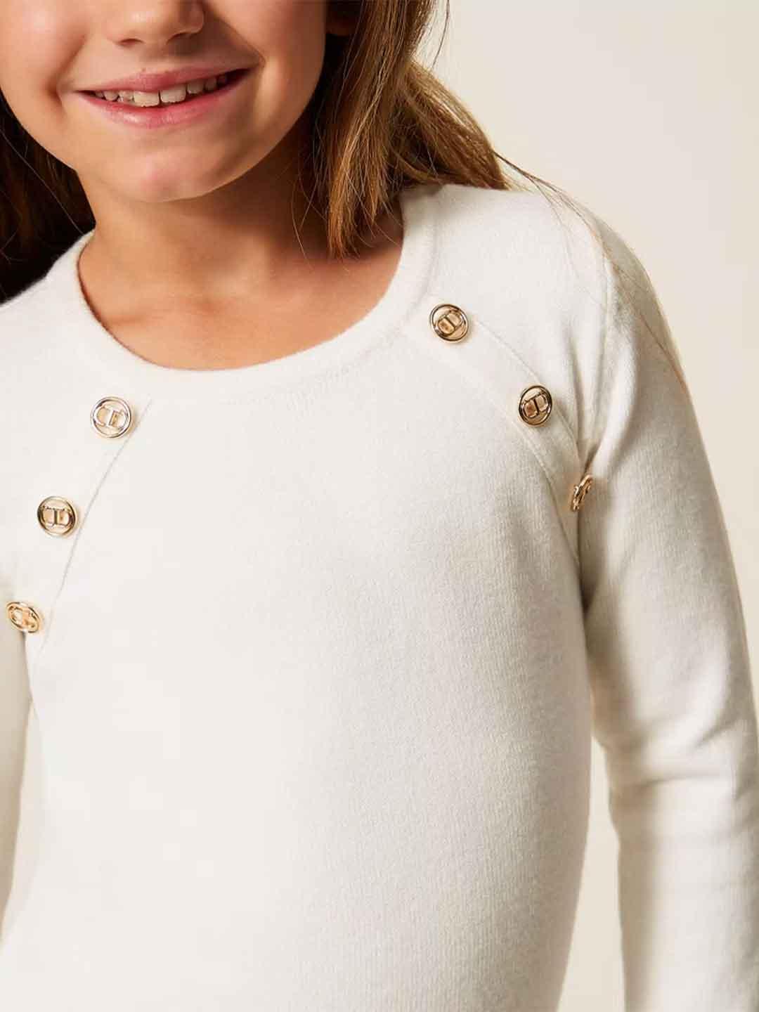 Twinset abito kids bianco in lana