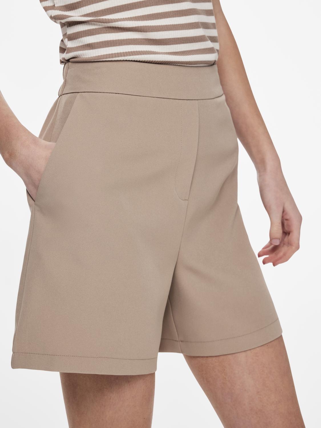 Pieces bermuda beige vita alta