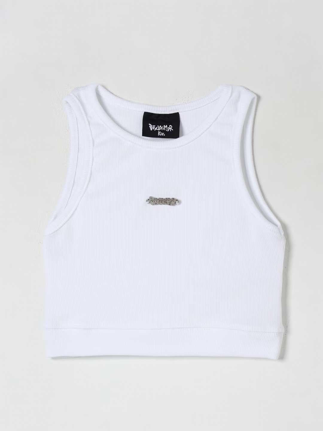 Disclaimer canotta kids bianco con logo in rilievo