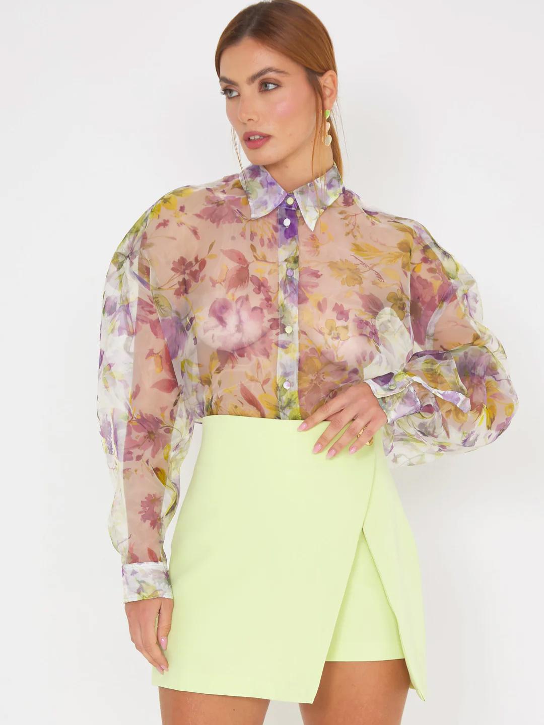 Silence camicia velata a fantasia