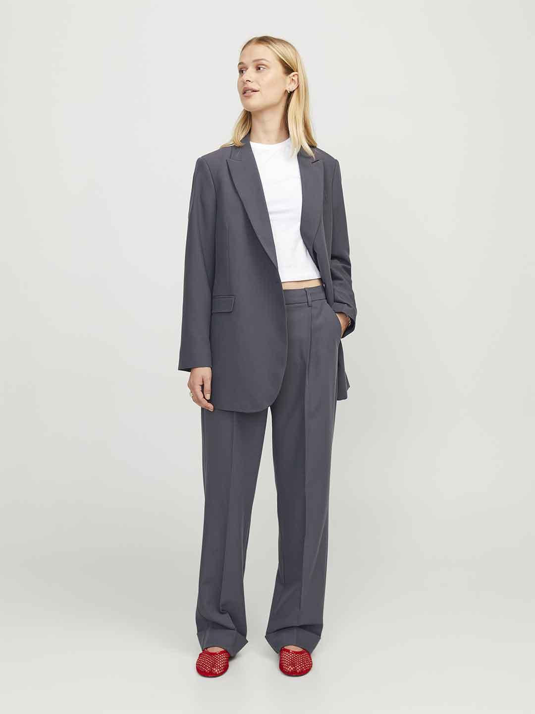 JJXX Mary pantalone grigio con risvolto