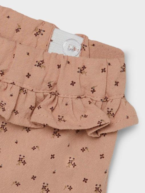 Lil'Atelier pantaloni neonato con stampa fiori ripetuta