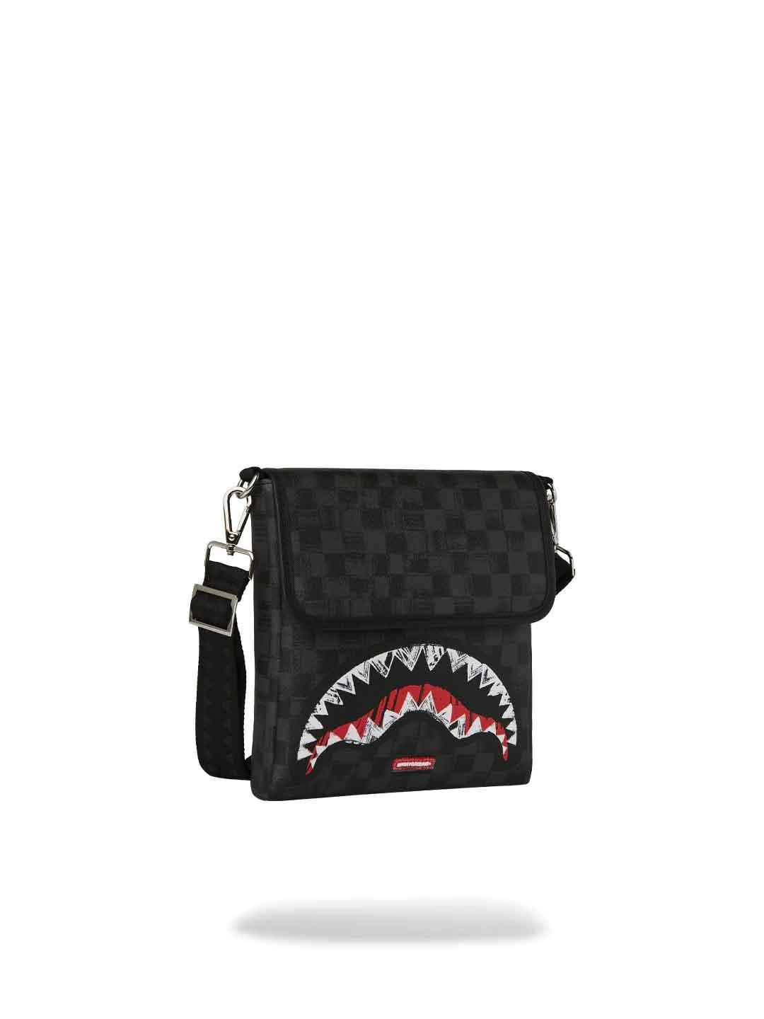 Sprayground Scribble Shark  borsello nero con tracolla