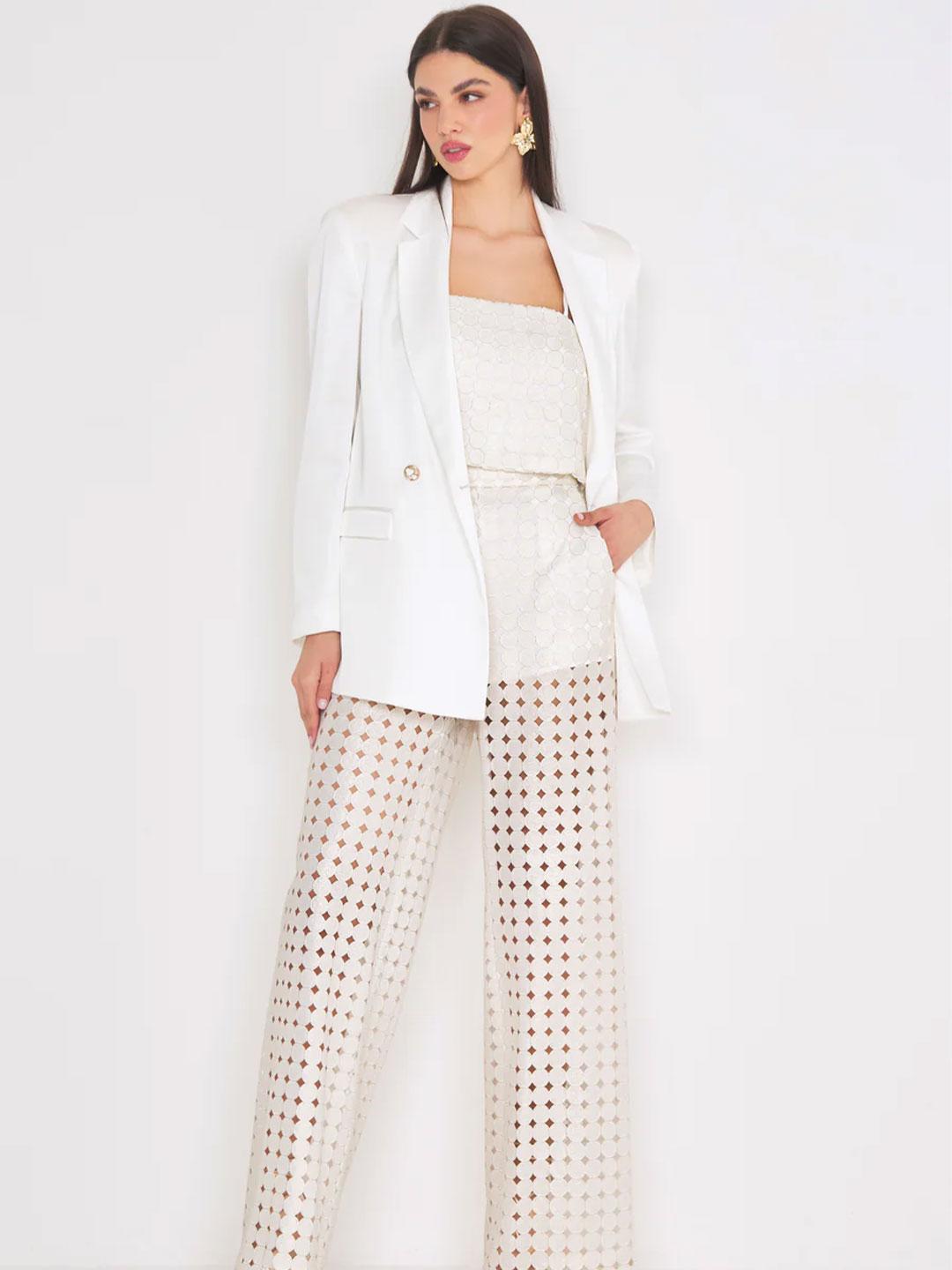 Silence Circles pantaloni panna traforato