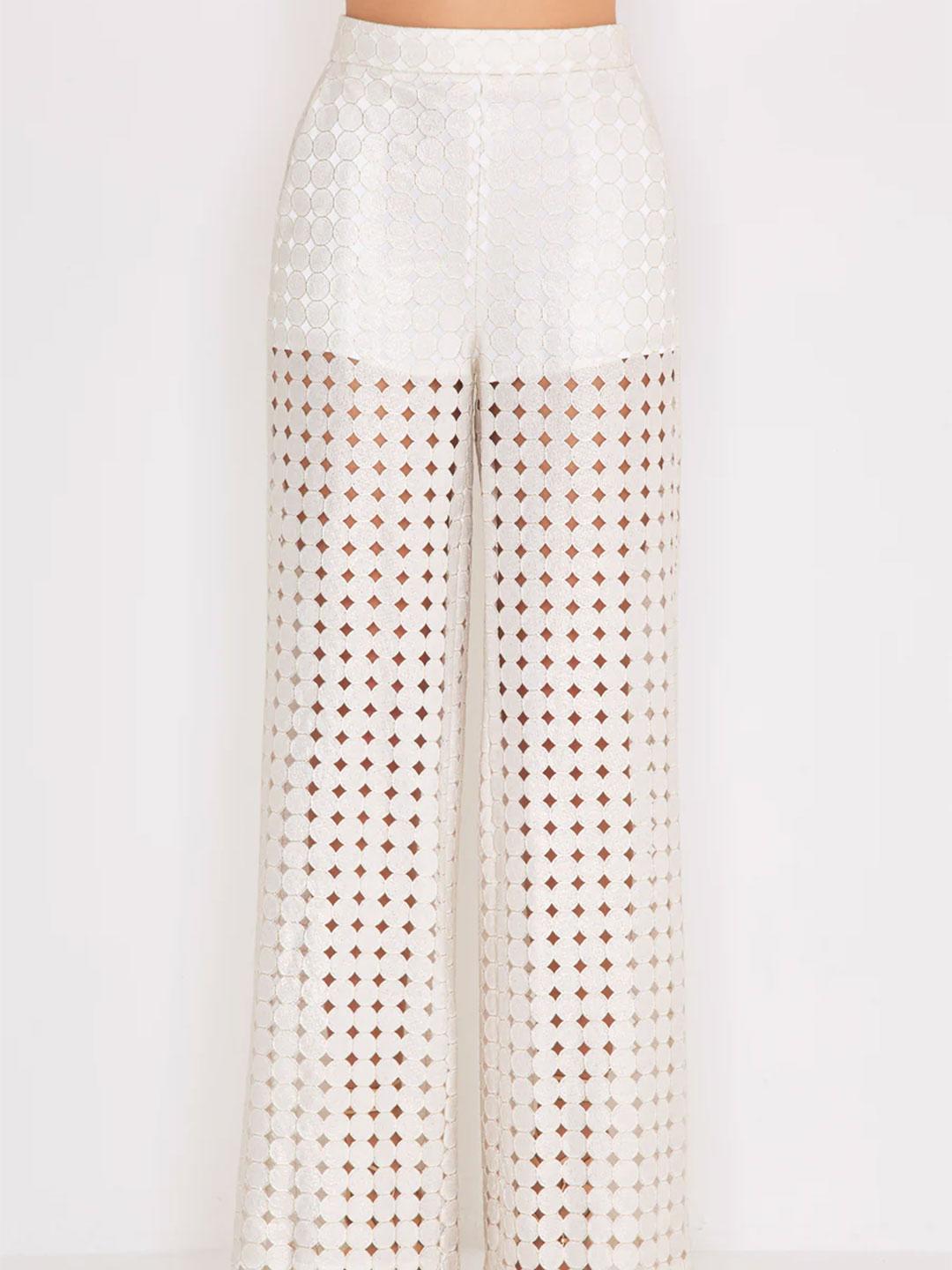 Silence Circles pantaloni panna traforato