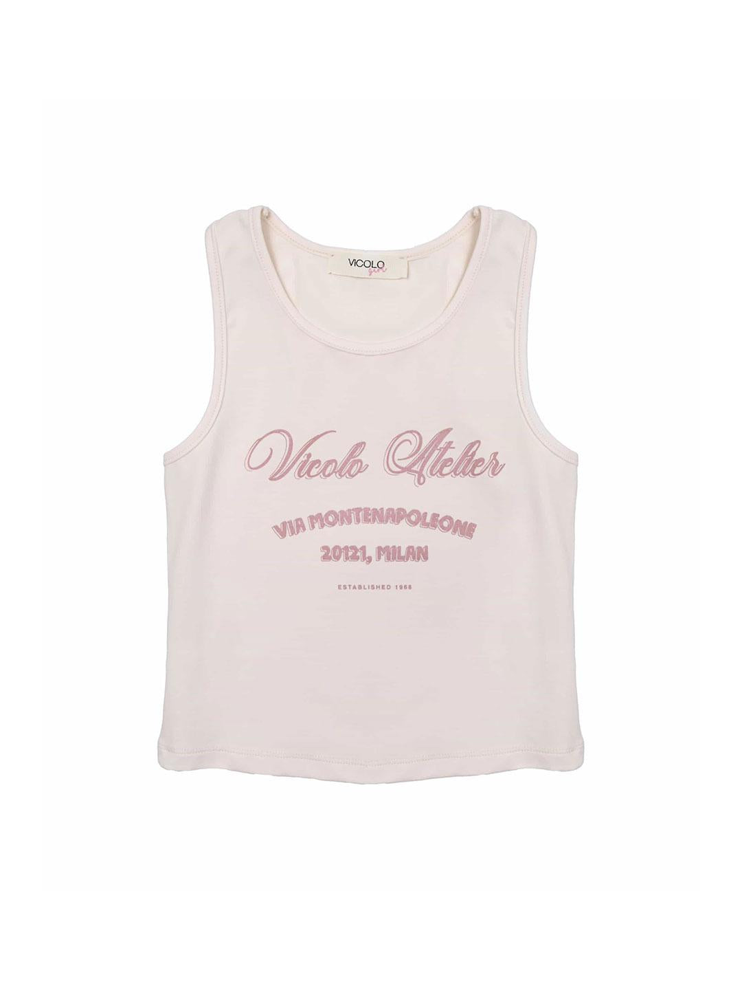 Vicolo canotta kids rosa con logo