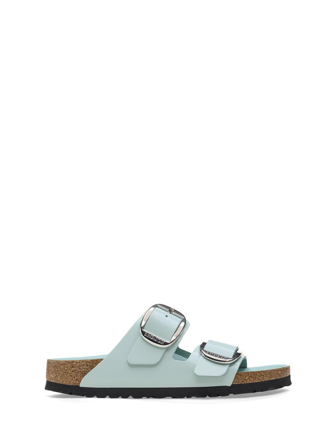 Birkenstock Arizona Big Buckle standali verde con fibbia in argento