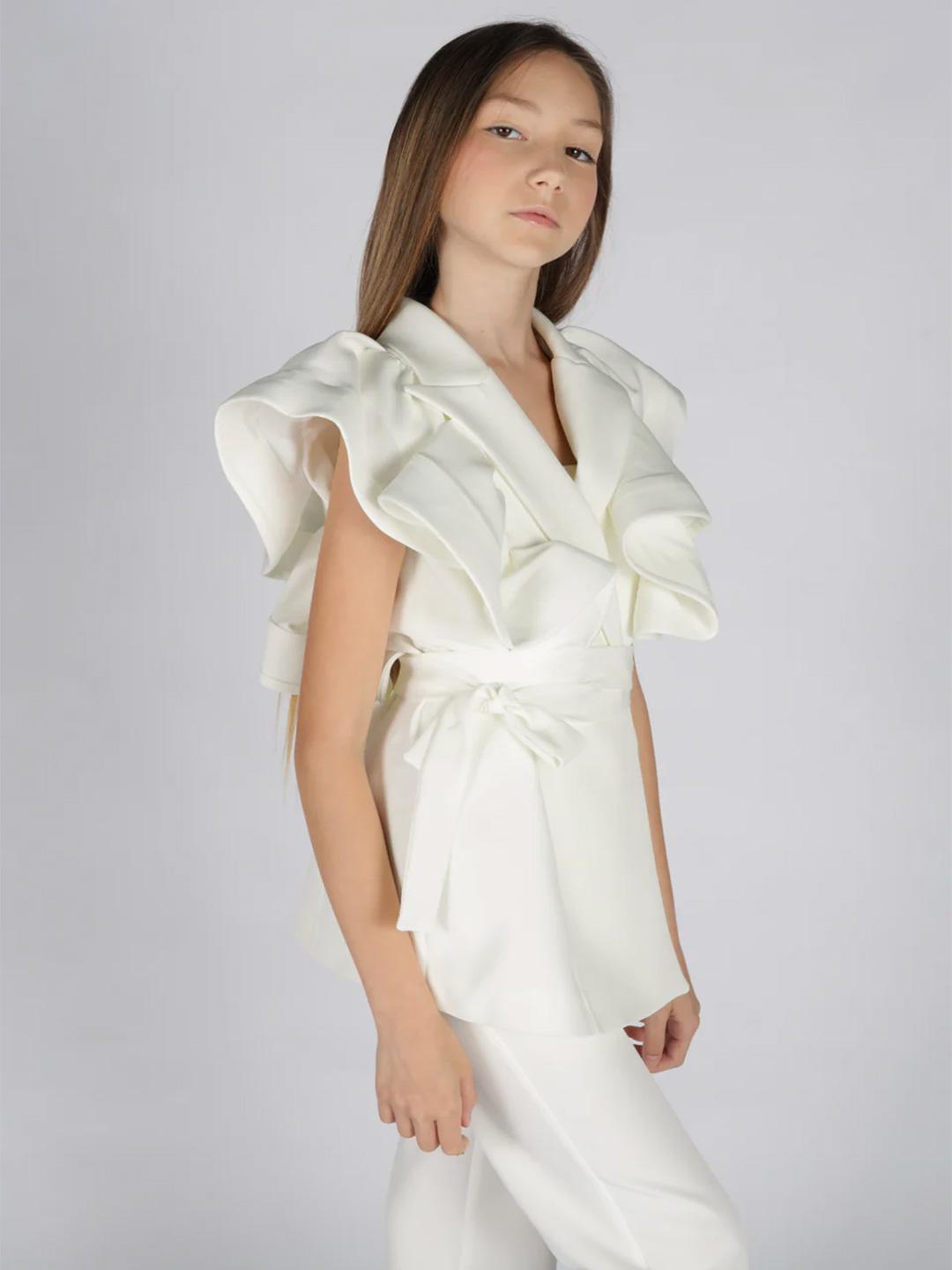 Fun & Fun gilet kids bianco con rouches