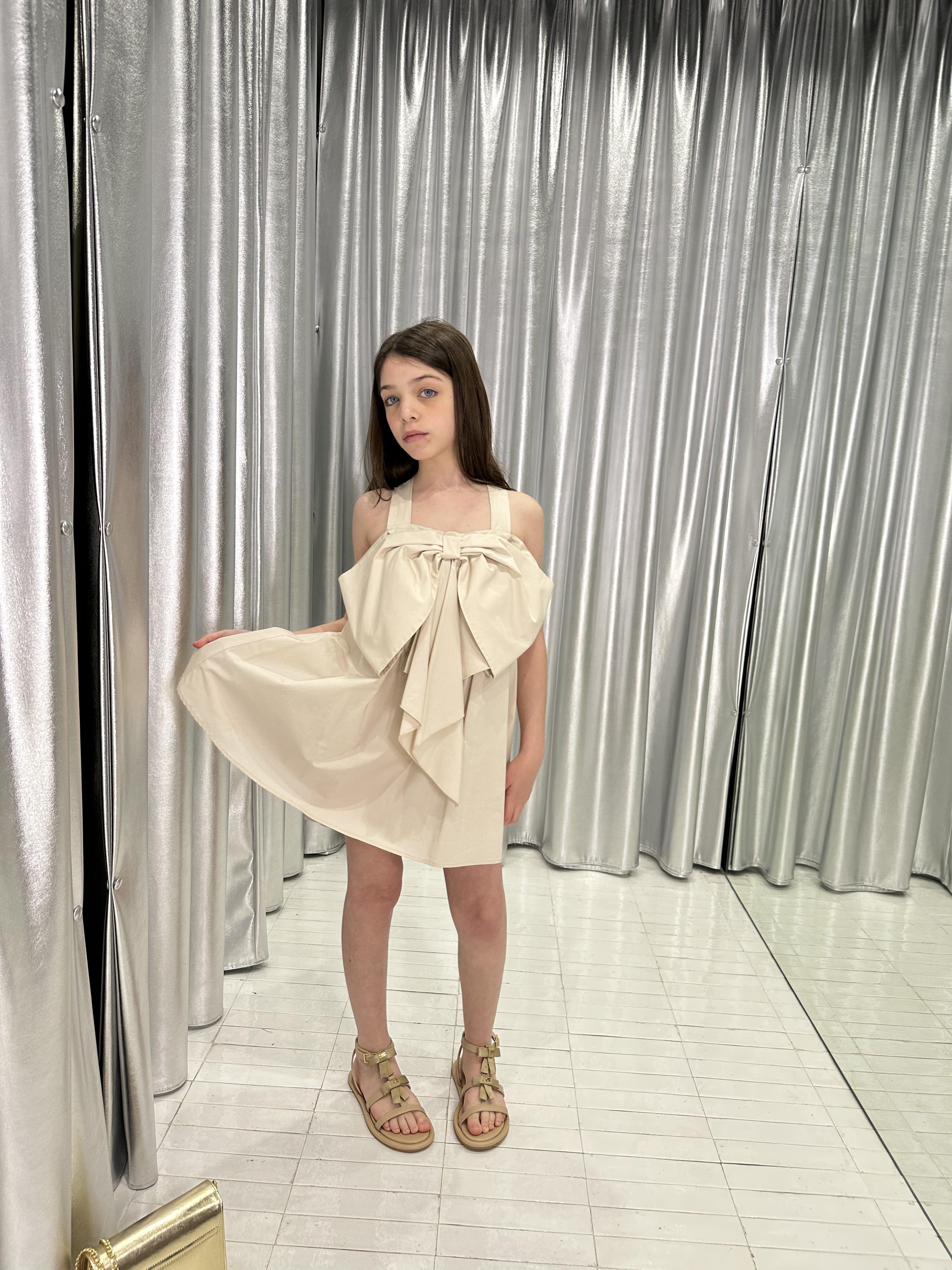 Vicolo abito kids beige con fiocco