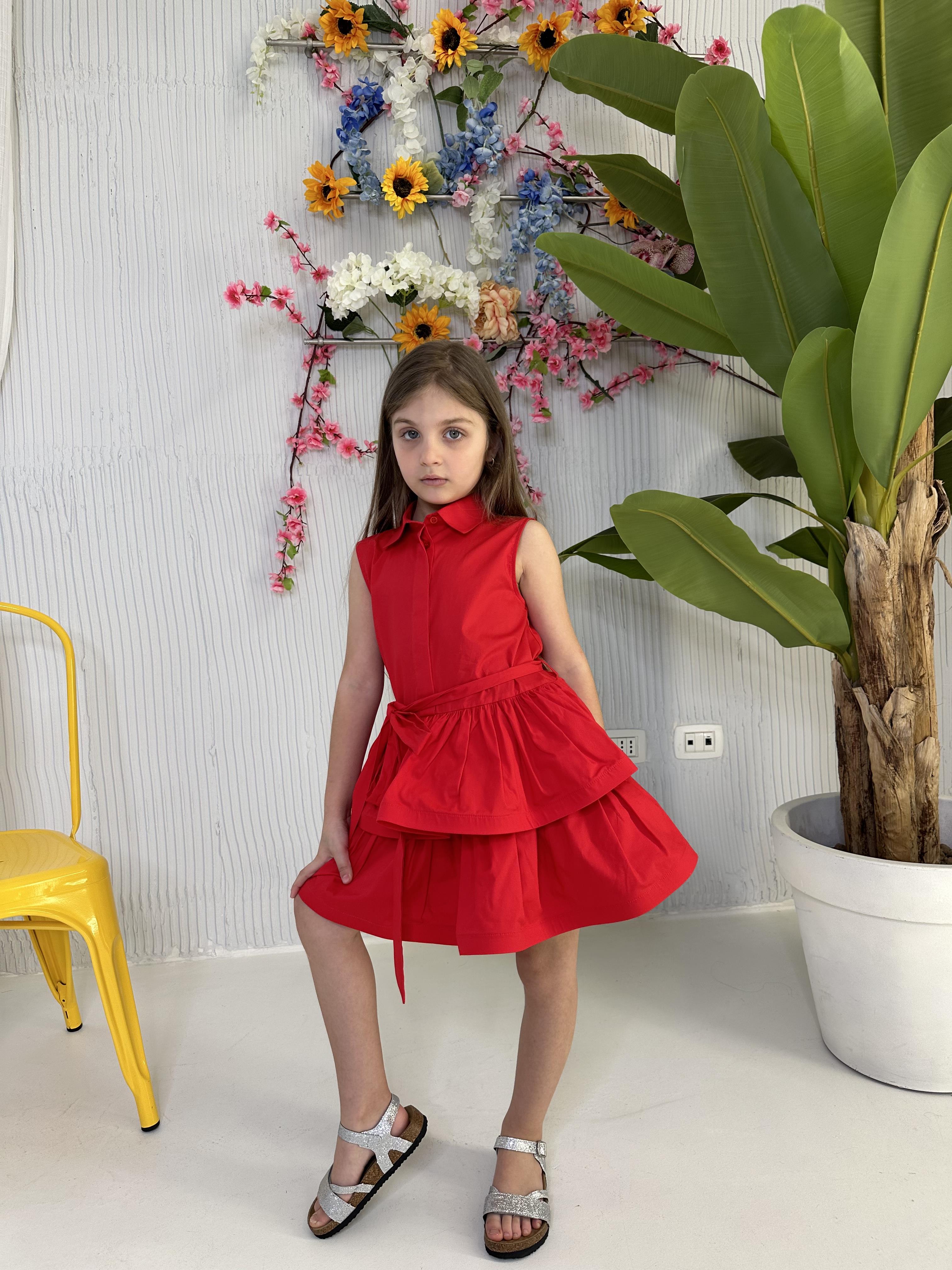 Vicolo abito kids rosso con balze