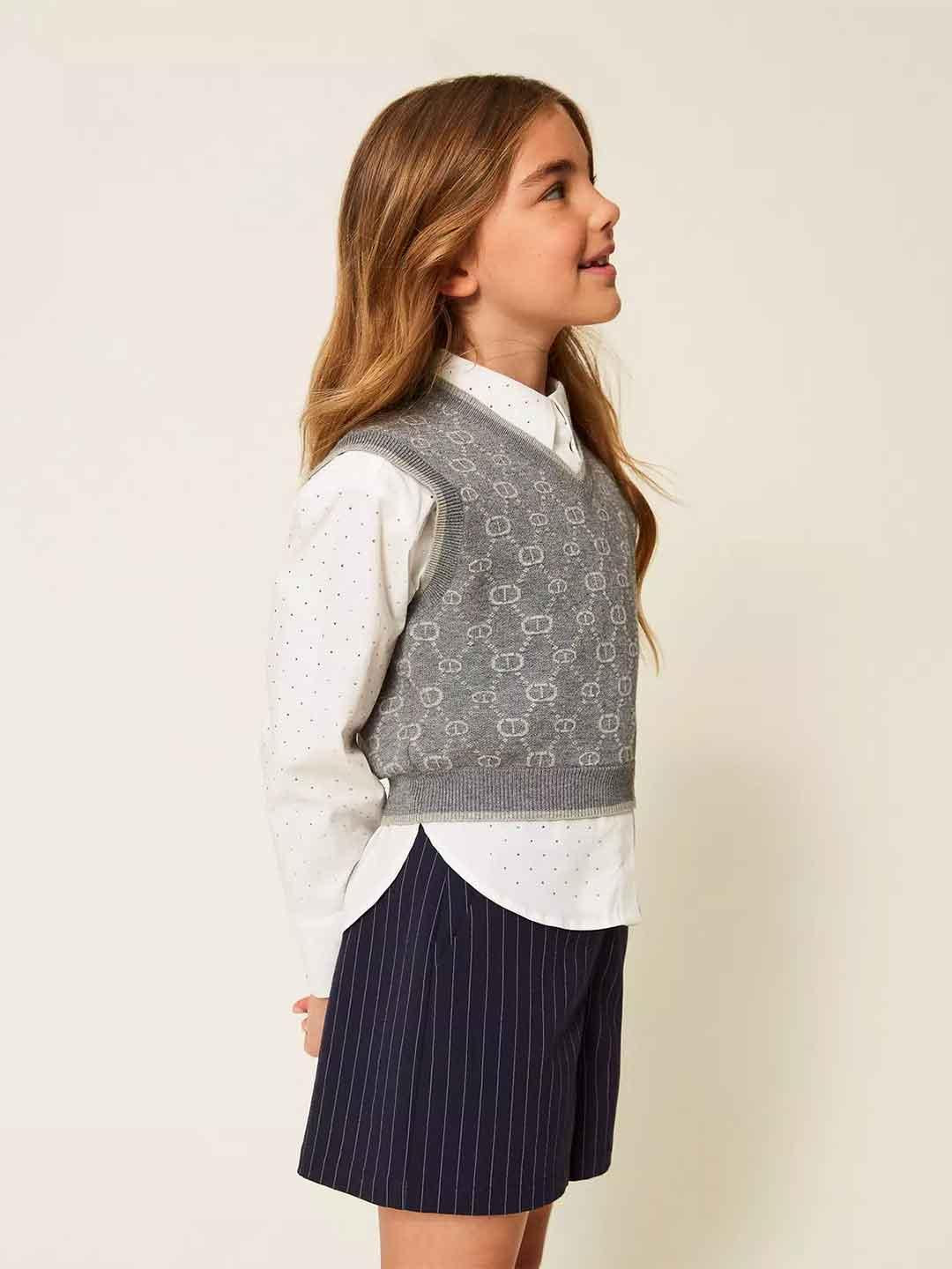 Twinset gilet kids grigio in lana