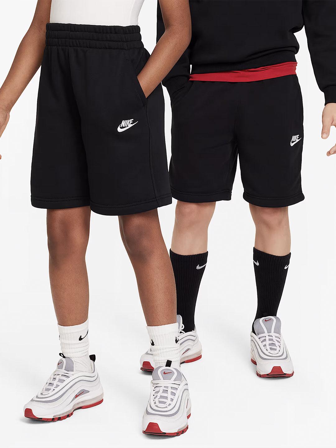 Nike bermuda kids nero con logo bianco