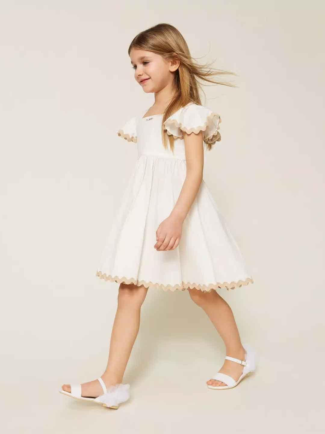Twinset abito kids bianco con ricamo