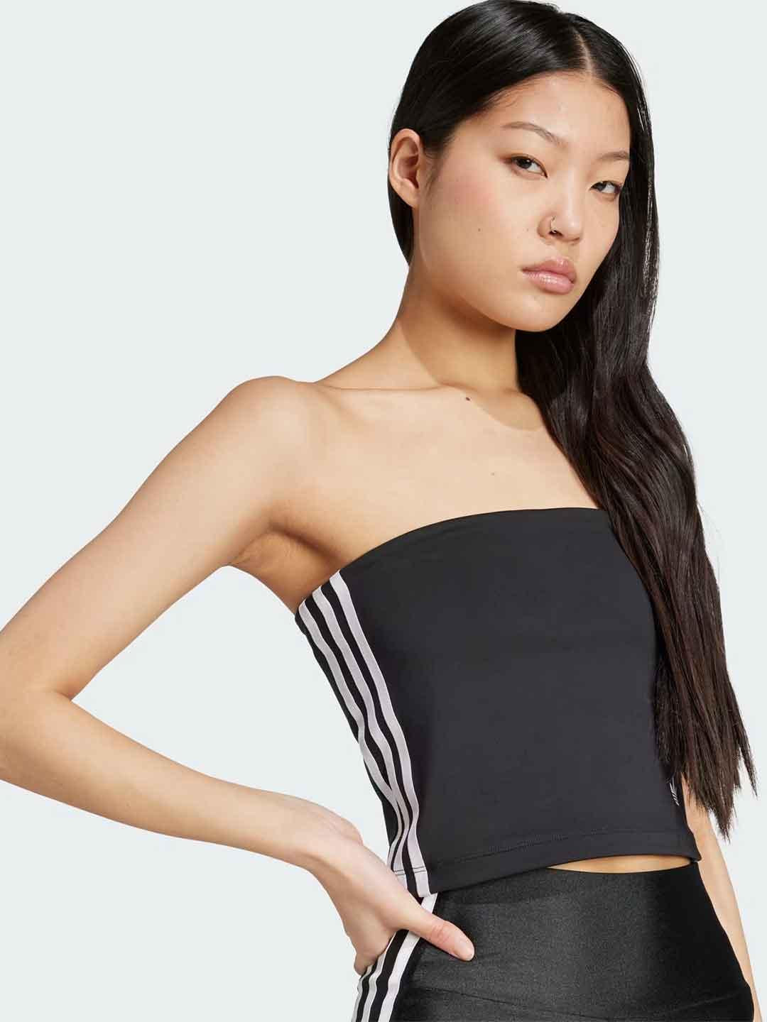 Adidas top nero a fascia