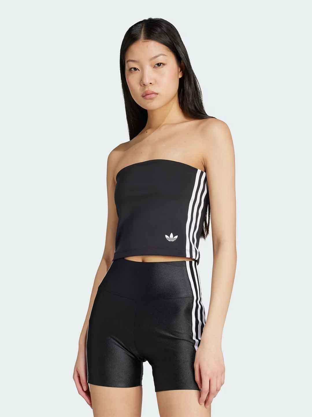 Adidas top nero a fascia