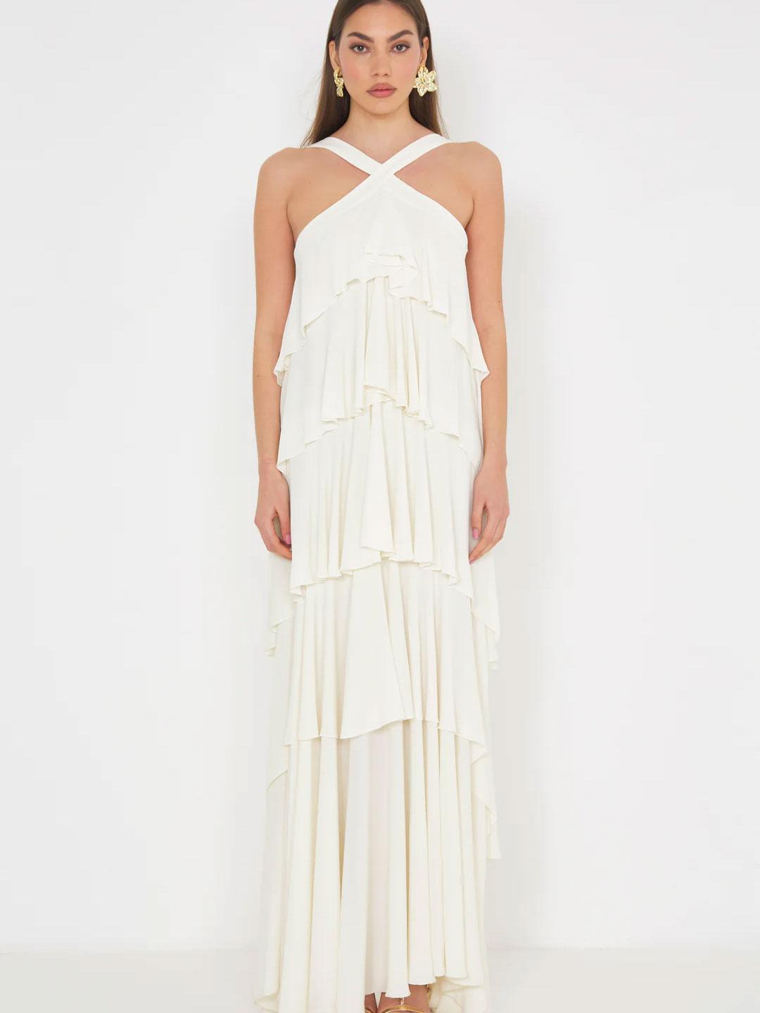 Silence abito panna con balze