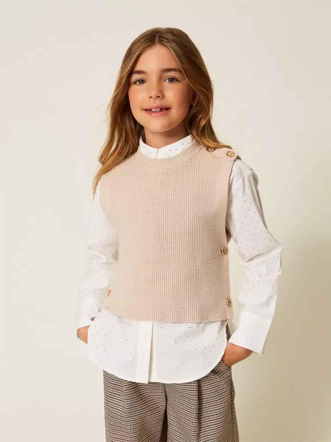 Twinset gilet kids beige in lana